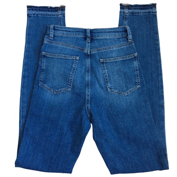 Asos Tall High Rise Distressed Raw Hem Blue Denim Jeans 26 - Picture 6 of 17